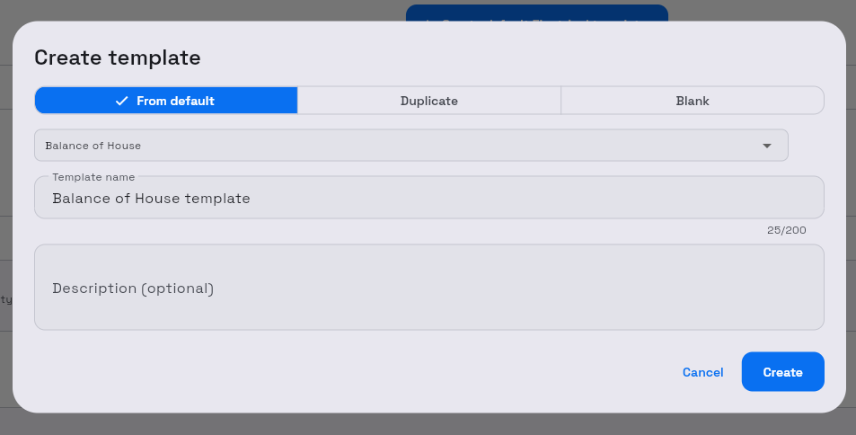 Create a BOQ template