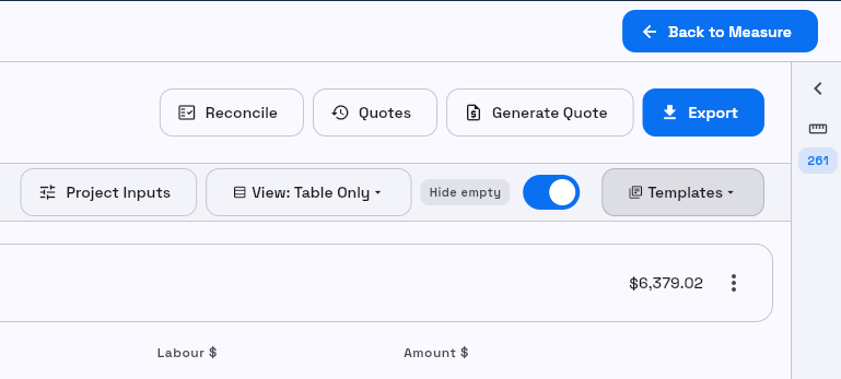 Pricing actions for quotes and exports