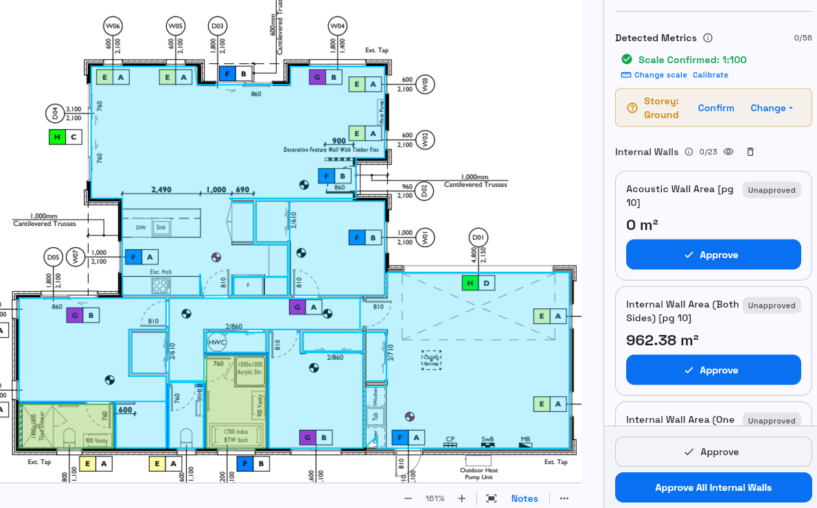 Review detected measurements before approving
